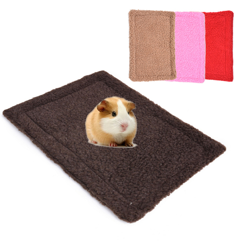 Petit tapis chaud pour animal de compagnie, tapis rectangulaire en peluche, Double face, nid de cochon guinée, facile à transporter, coussin de lit en lapin ► Photo 1/6