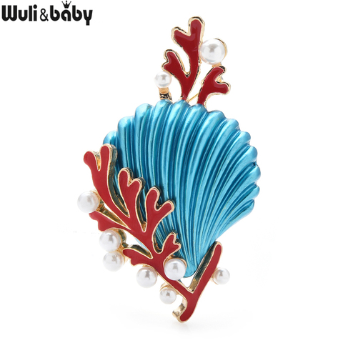 Wuli & baby – broche coquillage en émail, 2 couleurs, unisexe, pour femme, Design Animal de mer, bureau, fête, cadeau ► Photo 1/4