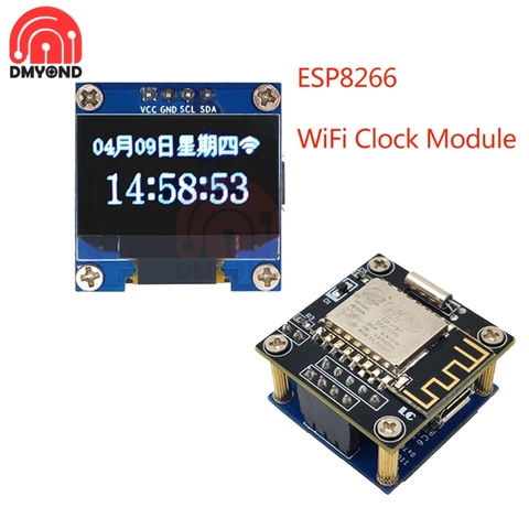 Module d'horloge WiFi, écran LCD OLED 0.96 pouces, ESP-12F, bricolage, prévisions météorologiques, Interface IIC I2C 5V ESP12F pour Arduino, ESP8266 ► Photo 1/5