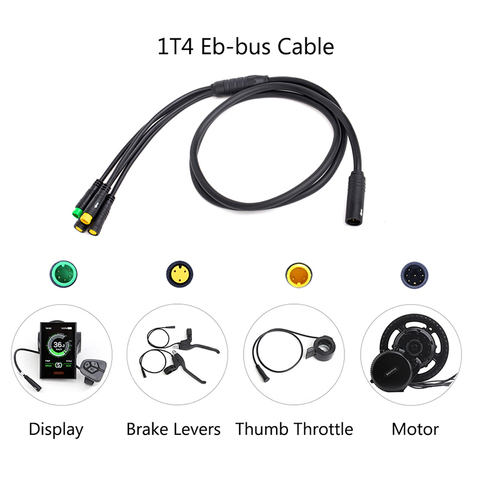 Câble principal 1T4 EB-BUS étanche pour Bafang 8FUN, kit de motorisation à moyeu central, connexion BBS01B BBS02B BBSHD, affichage des freins, accélérateur ► Photo 1/6