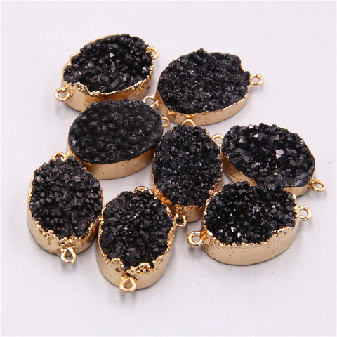 Pendentif en cristal noir naturel, connecteur de quartz, accessoires de bracelet, breloque, agates druzy, cadeaux de bijoux ► Photo 1/3