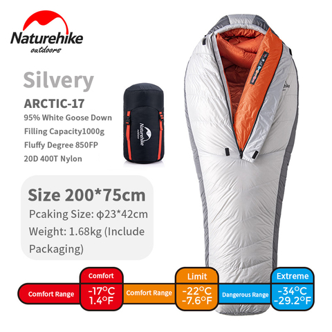 Nature randonnée en plein air série Alpine 850FP duvet d'oie sac de couchage momie-23 ℃ Camping randonnée épaississement imperméable coupe-vent hiver ► Photo 1/6