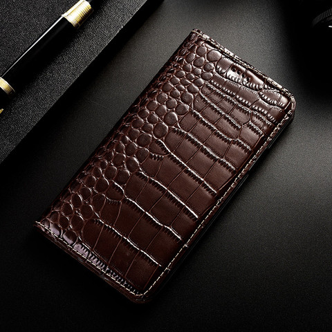 Coque à rabat en cuir véritable Crocodile, étui pour Samsung Galaxy S8 S9 S10 S20 S21 Plus 5G S10E Note 8 9 10 20 Pro Ultra S6 S7 Edge ► Photo 1/6