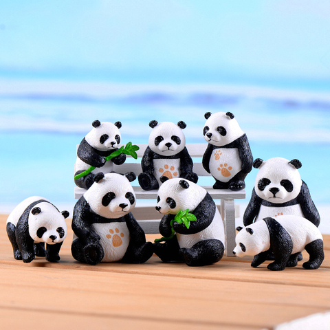 Aléatoire 4 pièce/ensemble blanc noir drôle Panda bébés mousse Micro paysage Terrarium Figurine décoration de la maison ornement jardin Miniature ► Photo 1/6