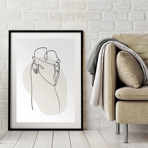 Toile de dessin minimaliste pour Couple, impression de croquis, peinture murale abstraite, affiche noire et blanche, décor pour chambre à coucher ► Photo 1/6