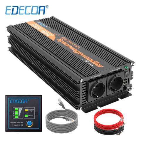 EDECOA – onduleur à onde sinusoïdale Pure 3500W 12V 24V AC 220V 230V 240V, à usage domestique, hors réseau électrique ► Photo 1/6