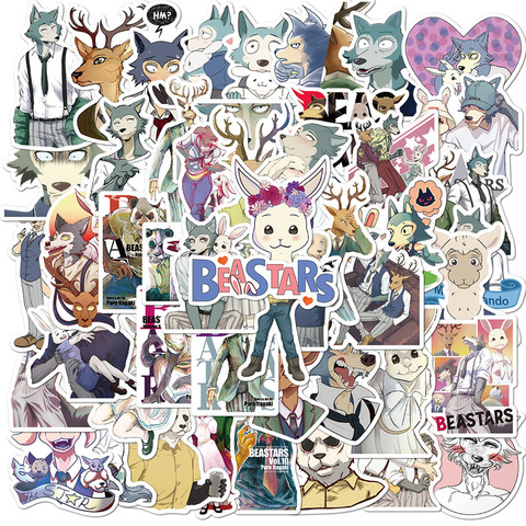 50pcs BEASTARS Anime autocollants bricolage Skateboard réfrigérateur guitare moto ordinateur portable bagages classique jouet dessin animé autocollant autocollants enfant jouets ► Photo 1/6