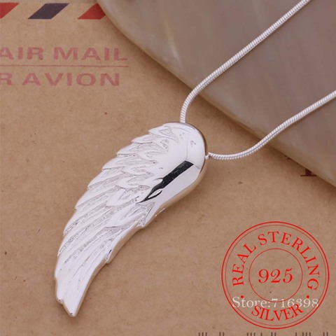 Collier ailes d'ange en argent Sterling 925 pour femmes, pendentifs, bijoux de mariage à la mode, usine, vente en gros, cadeau, agajta, 2022 ► Photo 1/4