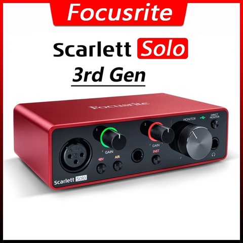 Focusrite – Interface Audio Scarlett Solo de 3e génération, carte son USB 24 bits/192kHz, convertisseurs AD pour enregistrement micro et préampli ► Photo 1/6