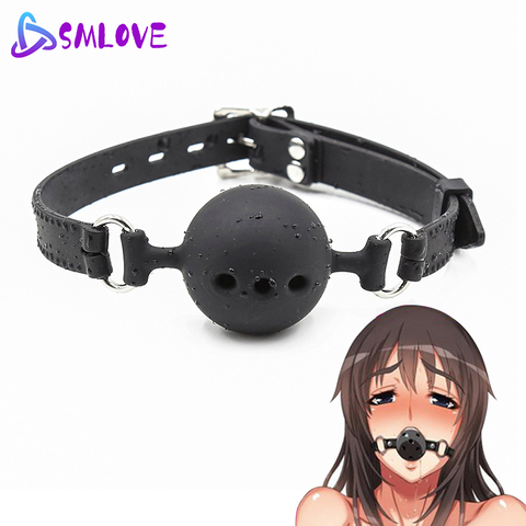 3 tailles de sécurité souple Silicone bouche ouverte Gag balle Bdsm Bondage esclave balle Gag érotique jouets sexuels pour femme Couples adultes jeux de sexe ► Photo 1/6