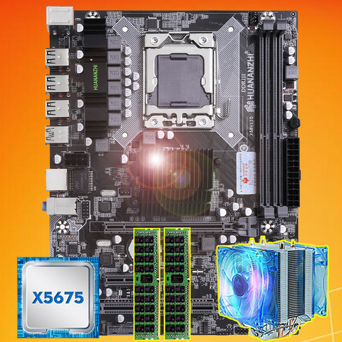 HUANANZHI – carte mère X58 avec processeur Intel Xeon X5675 3.06GHz, mémoire DDR3 REG ECC 8 go (2x4 go) avec refroidisseur ► Photo 1/6