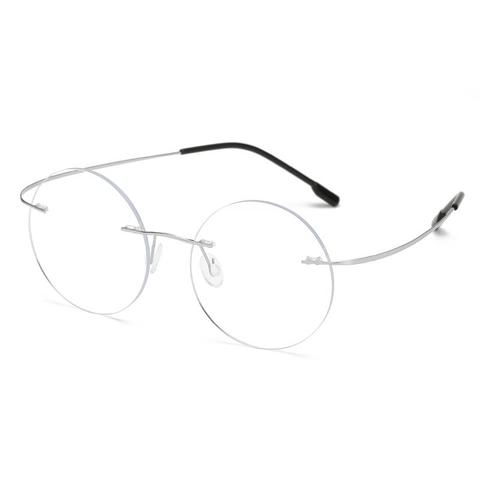 Steve job – lunettes rondes sans monture en titane pour hommes et femmes, monture optique, Style étoile, Ultra-léger, mémoire, myopie ► Photo 1/6