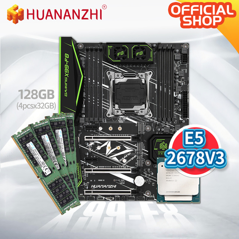 HUANANZHI X99 F8 X99 carte mère avec Intel XEON E5 2678 V3 avec 4*32G DDR4 RECC mémoire combo kit SATA 3.0 USB 3.0 ► Photo 1/1