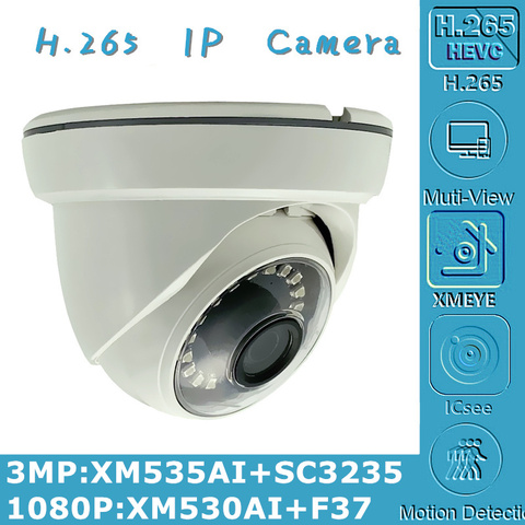 3MP 2MP H.265 IP plafond dôme caméra intérieure 2304*1296 XM535AI + SC3235 1080P XM530 + F37 Onvif CMS XMEYE IRC P2P détection de mouvement ► Photo 1/6