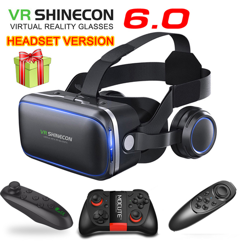 Original VR shinecon 6.0 casque version lunettes de réalité virtuelle 3D lunettes casque casques téléphones intelligents package Complet + GamePad ► Photo 1/6