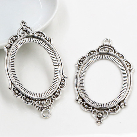 Nouvelle mode 5 pièces 30x40mm taille intérieure Antique argent plaqué Style Simple Cabochon Base réglage pendentif à breloques (B3-36) ► Photo 1/1