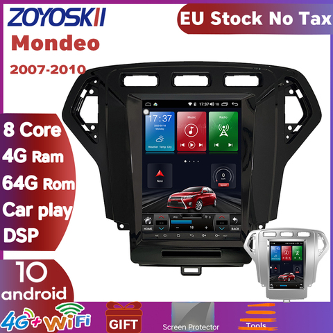 Android os 10 pouces écran vertical Tesla style voiture gps multimédia radio Bluetooth lecteur de navigation pour Ford Mondeo 2007-2010 ► Photo 1/6