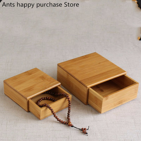 Boîte à bijoux en bambou et bois, petite boîte de rangement simple pour bracelets en bambou et perles, interrupteur magnétique, belles boîtes cadeaux chinoises ► Photo 1/6