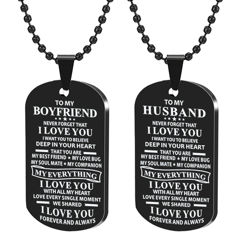 À mon mari femme petite amie petit ami je t'aime pour toujours et toujours noir pendentif collier pour les Couples amoureux bijoux ► Photo 1/6