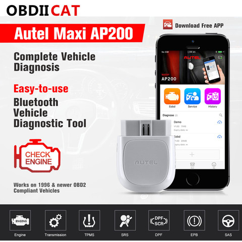 Autel-AP200 Bluetooth lecteur de Code de voiture, outil de Diagnostic automobile, lecteur de Code, système complet, EPB, BMS, SAS, TPMS, DPF, IMMO PK MaxiCOM MK808, prise OBD2 ► Photo 1/6