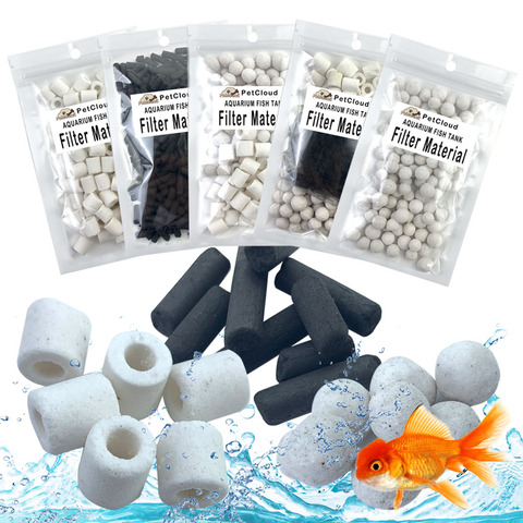 Filtre pour Aquarium 100g, charbon actif, anneaux en céramique, boule de mousse, média filtrant, Bio boules, accessoires filtrants pour Aquarium ► Photo 1/6