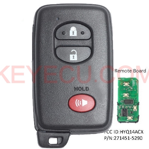 Clé à distance KEYECU Smart Prox 2 + 1B pour Toyota Venza Prius 2013 2014 2015 2016 HYQ14ACX P/N: 89904-47370, carte 5290 ► Photo 1/3