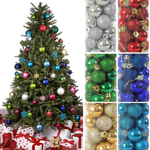 24 pièces 30mm boules de noël ornements or argent arbre de noël suspendus décor boule jouets 2022 nouvel an noël fête pendentif Navidad ► Photo 1/6