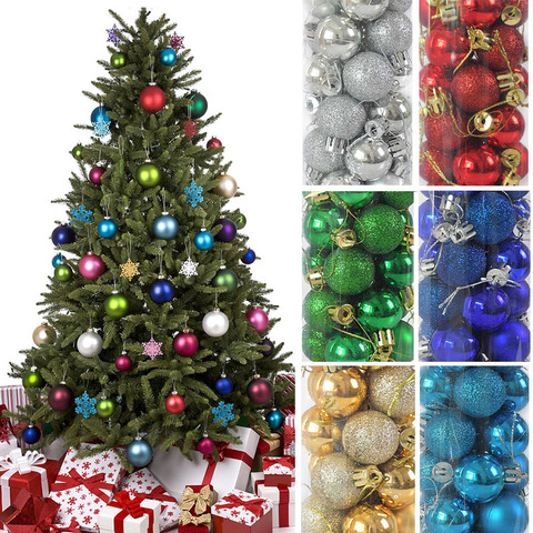 24 pièces 30mm boules de noël ornements or argent arbre de noël suspendus décor boule jouets 2022 nouvel an noël fête pendentif Navidad ► Photo 1/6