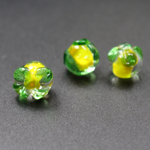 Perles lumineuses en verre pour la fabrication de bijoux, lot de 10 pièces de 12mm x 10mm de couleur jaune ► Photo 1/6