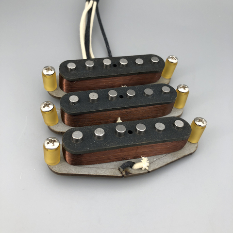 Pickups de guitare Vintage 65 SSS à la main, Alnico 5, plaque de fond grise N/M/B pour guitare ST ► Photo 1/6