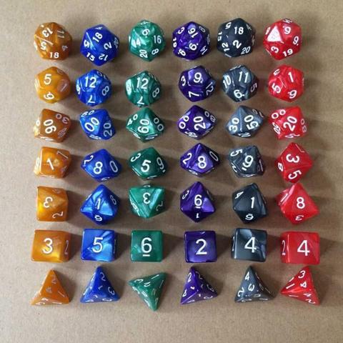 7 pièces/ensemble 17 couleurs dés à facettes multiples d & d d4 d6 d8 d10 d % d12 d20 jeux de TRPG polyèdre jeu de dés jeu de société divertissement dés SD ► Photo 1/6