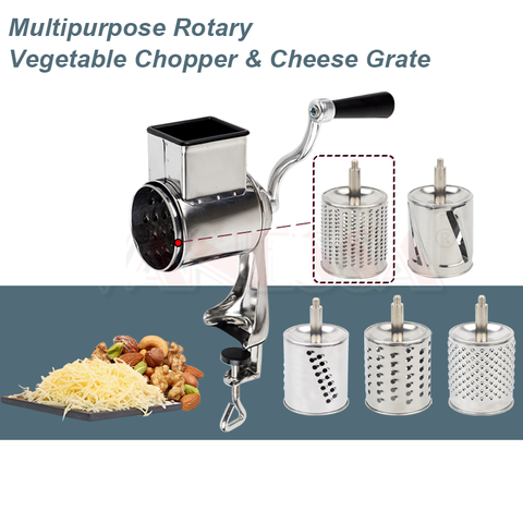 Râpe rotative moulin à aliments broyeur de noix avec 5 lames à tambour pour râper à fromage et noix broyage de légumes, déchiquetage, Fruits, trancheuse ► Photo 1/6