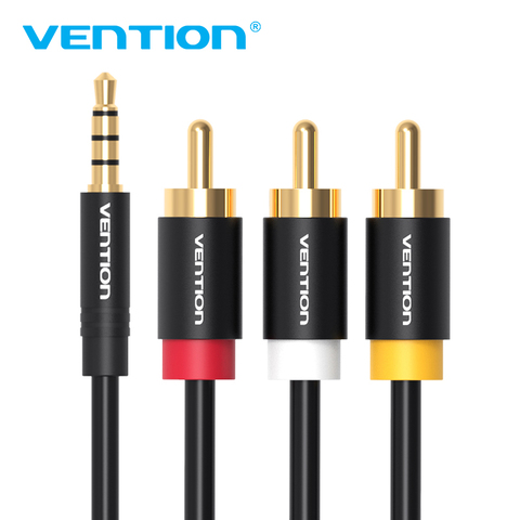 Vention – câble Jack vers 3RCA 3.5mm/2.5mm, 1.5m/2m, convertisseur 3.5mm vers AV, coque métallique pour stéréo, VCD, DVD, ordinateur ► Photo 1/6