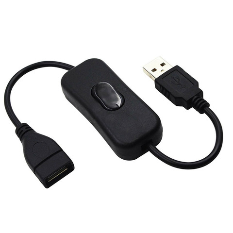 Câble USB 2A avec interrupteur, 28cm, à bascule d'extension, pour lampe, ventilateur, ligne d'alimentation Durable, noir et blanc ► Photo 1/4