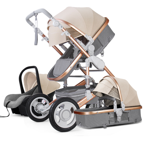 Poussette paysagère haute 3 en 1 pour bébé, avec siège auto et poussette, ensemble de luxe pour nouveau-né, chariot de siège auto, 2022 ► Photo 1/6