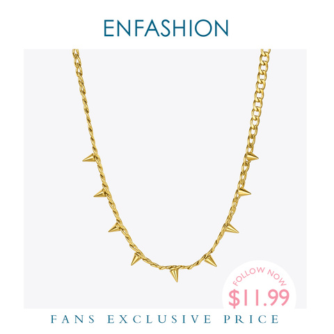 ENFASHION-collier pendentif Punk, avec pointes, chaîne couleur or en acier inoxydable, chaîne Rock, ras du cou hip-hop, bijoux à la mode P3091 ► Photo 1/6