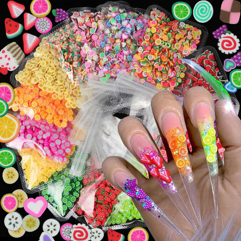 3D bonbons aux fruits mélangés petite tranche liant polymère argile fraise raisin bricolage ongles conception accessoires outil Nail Art décoration ► Photo 1/6