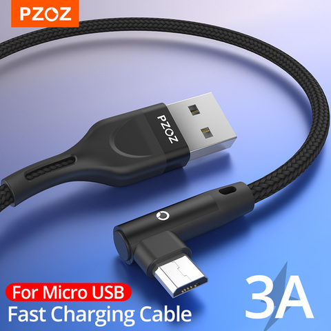 Câble Micro usb PZOZ charge rapide chargeur Micro usb à 90 degrés câble Microusb pour Samsung xiaomi redmi câble pour tablette usb micro ► Photo 1/6