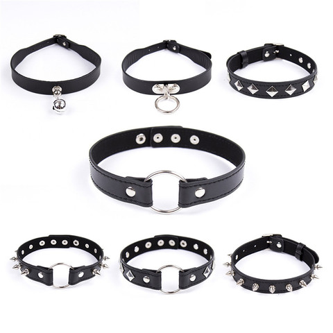 7Type fétiche Sexy esclave Bondage cou collier en cuir PU Punk Rivets collier BDSM Bondage contraintes sexe collier érotique accessoire ► Photo 1/6