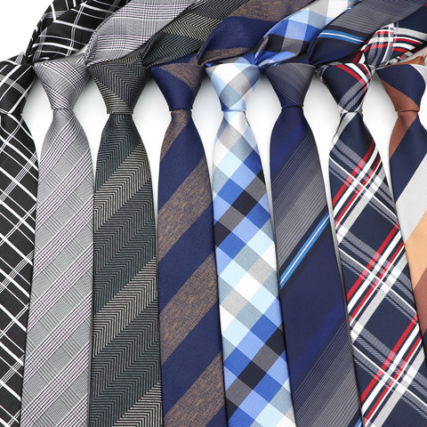 6cm cravates décontracté pour hommes Cravate maigre mode Polyester Plaid bande Cravate affaires chemise mince accessoires cadeau Cravate NO.31-61 ► Photo 1/4