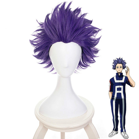 Perruque de Cosplay synthétiques courtes violettes-Boku No Hero Academia Shinsou Hitoshi Shinso, perruque avec capuchon de perruque ► Photo 1/6