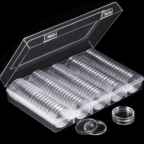 Capsules pour pièces de monnaie en plastique Transparent 27mm 30mm boîte de rangement 100 pièces rondes transparentes pour pièces commémoratives Collection de médailles ► Photo 1/6