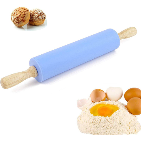 39*5cm rouleau à pâtisserie Silicone antiadhésif manche en bois pâte pâte farine rouleau cuisine cuisson cuisson outil ménage rouleau à pâtisserie ► Photo 1/6