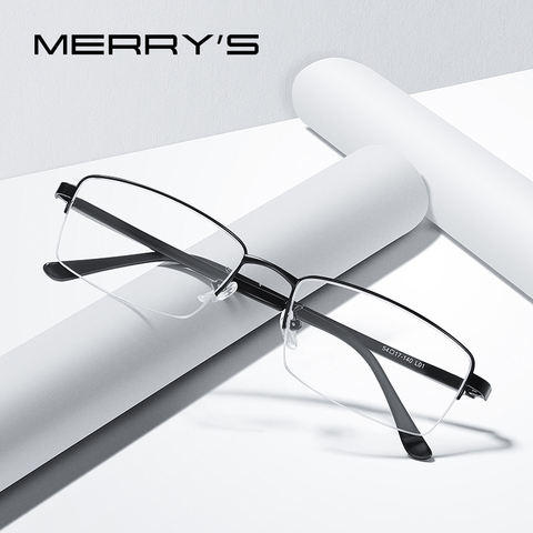 MERRYS-lunettes pour hommes, monture en alliage de titane, monture TR90 jambes, pour myopie, Prescription, cadre optique pour affaires, S2209 ► Photo 1/6