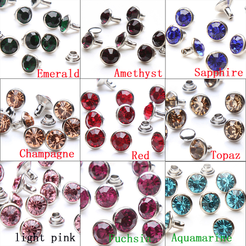 Strass en cristal tchèque brillant 6 & 8mm, 100 ensembles, Rivet de décoration, clous de Base en métal, découvertes pour sac à vêtements ► Photo 1/6