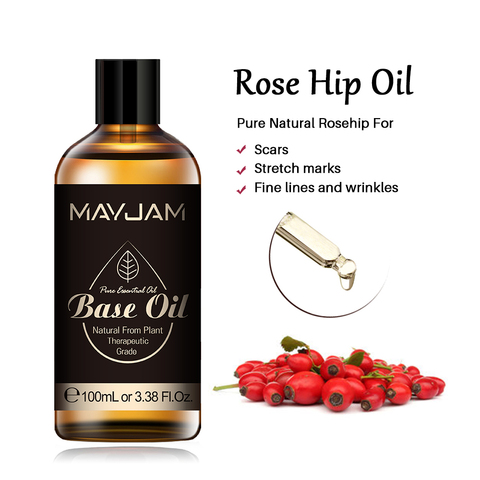 Huile essentielle de Rose de hanche naturelle Pure 100ml, Base de soins pour la peau, blanchissante, hydratante, élimine l'acné, traitement des taches de rousseur ► Photo 1/3