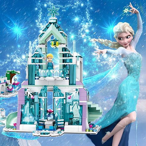Jeu de construction princesse Disney reine des neiges Elsa cendrillon, jeu de blocs, château de sirène, Compatible avec les briques, jouets pour enfants, cadeau cadeau ► Photo 1/6