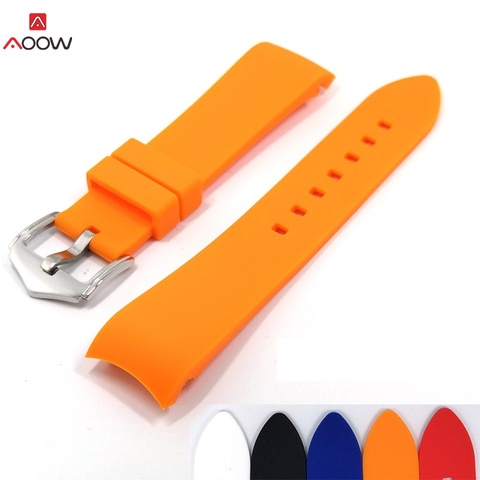 Bracelet en Silicone montre pour hommes accessoires Arc bouche remplacement Bracelet de montre montre 18mm 19mm 20mm 21mm 22mm ► Photo 1/6