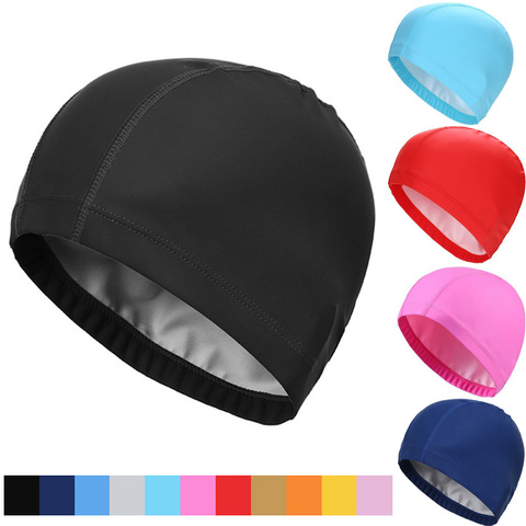 Bonnet de natation unisexe en tissu Polyester imperméable, protège les oreilles, cheveux longs, Durable, pour adultes, enfants, entraînement ► Photo 1/6