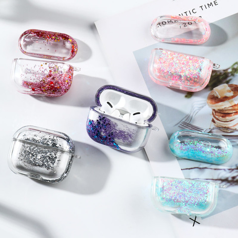 Etui liquide dynamique pour étuis AirPods Pro housse à paillettes pour Air Pod Pro housses pour Apple Airpods 2 1 pare-chocs Coque en plastique dur ► Photo 1/5